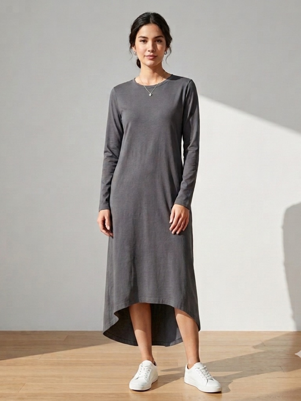 Zara Charcoal Pocket Lagenlook Midi Dress Sz-M Loungewear Normcore Road Trip